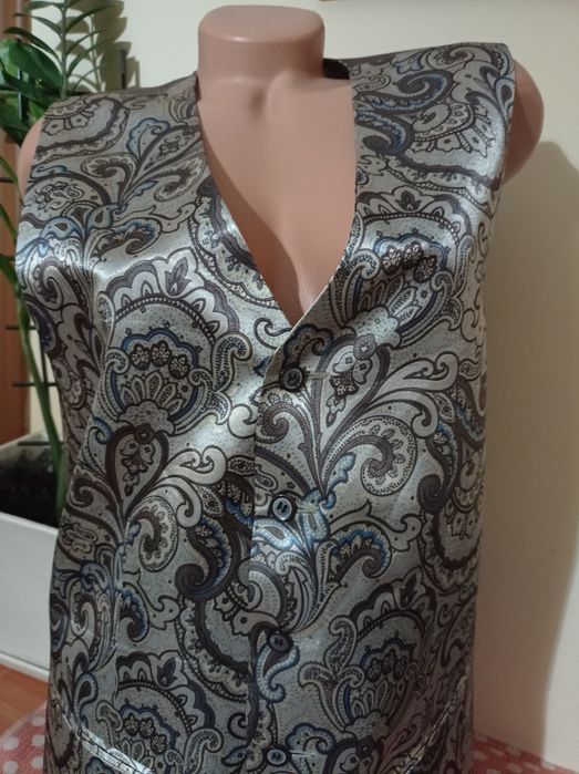 Чоловічий шовковий жилет з візерунком пейслі шовкова жилетка