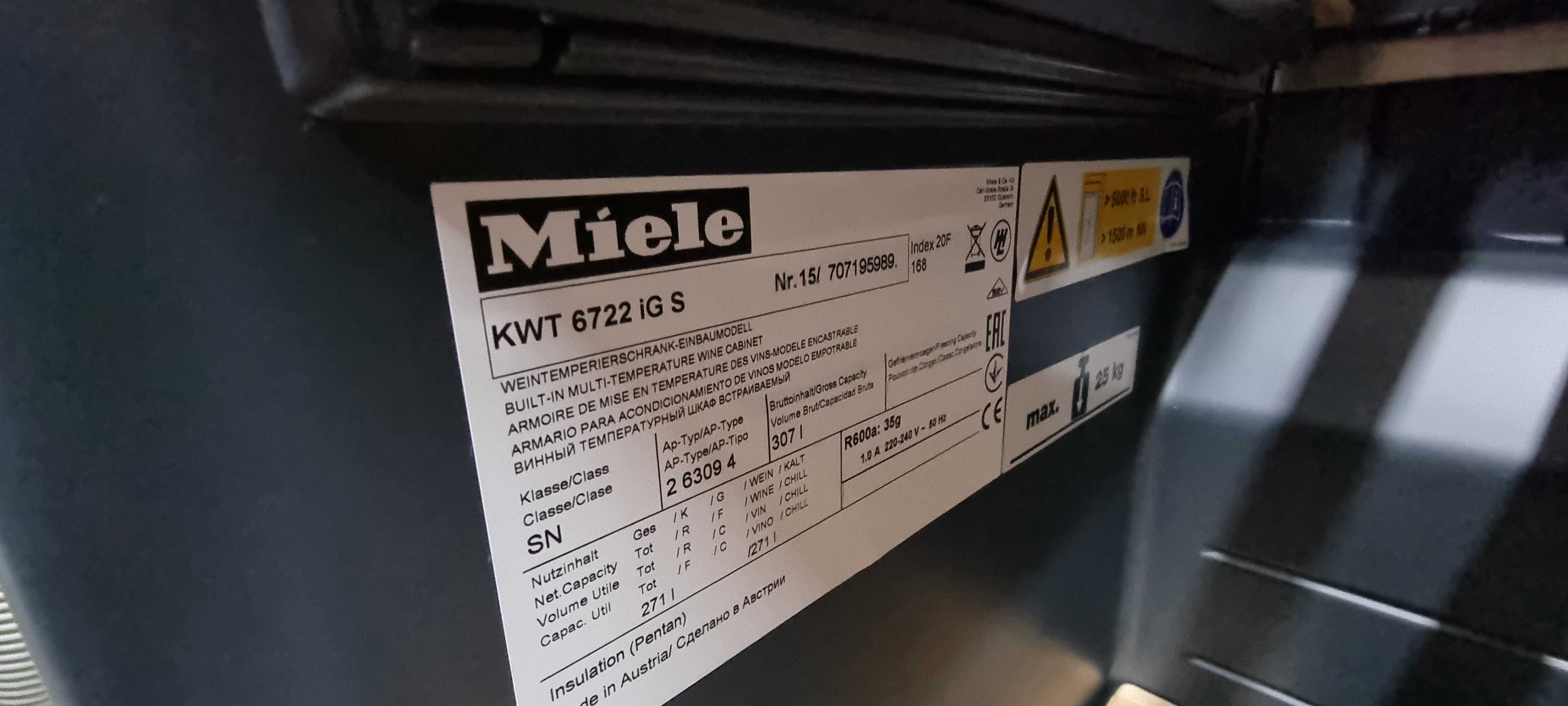 Do zabudowy winiarka Miele KWT 6722 iG S. FlexiFrame 177cm