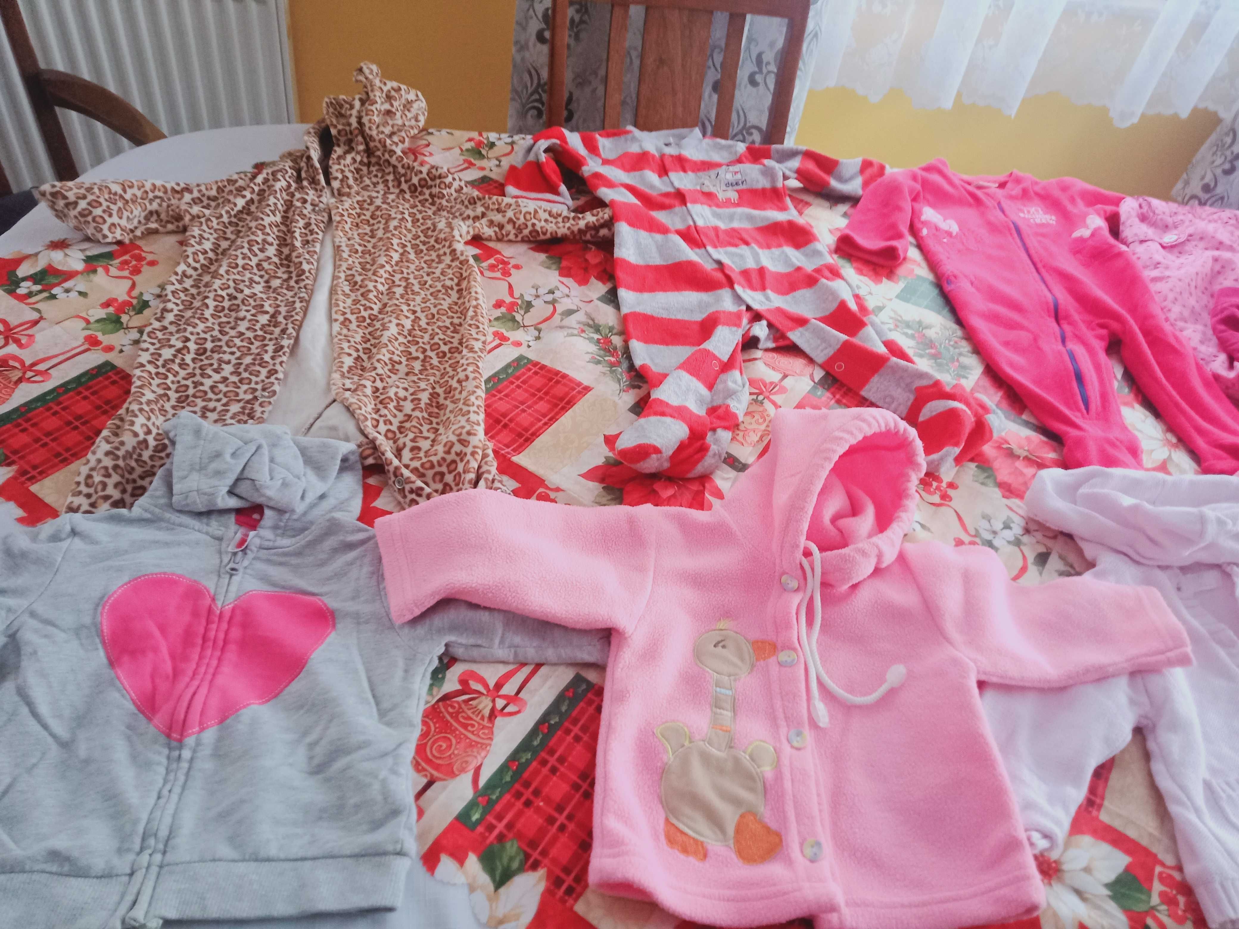 Pajacyki, bluzy i spodnie ocieplane dla dziewczynki r 74 -80 30 zł 9sz