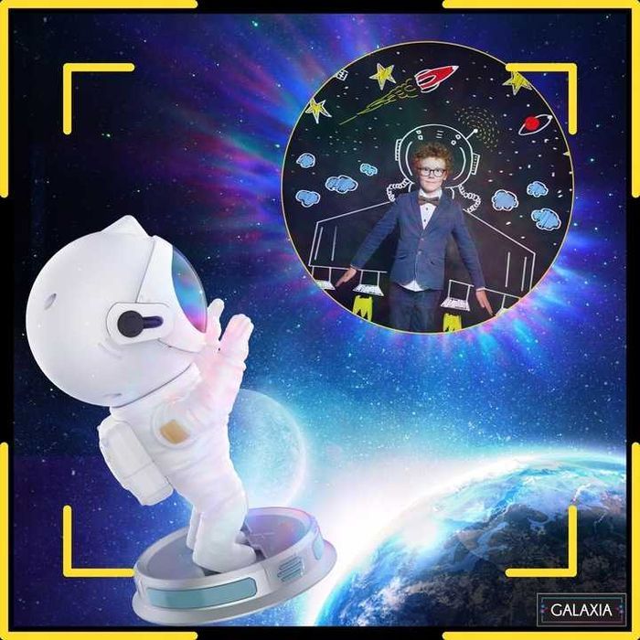 PROJEKTOR GWIAZD Astronauta Dla Dzieci Lampka Nocna Led Laserowy