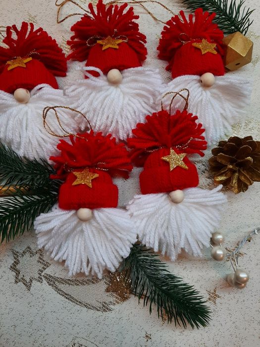 Skrzaty ozdoba na choinkę, święta, bombka zawieszka, rękodzieło