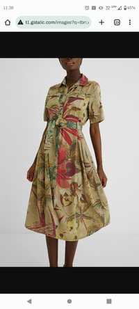 Sukienka Desigual szmizjerka safari z paskiem lyocell rozmiar S