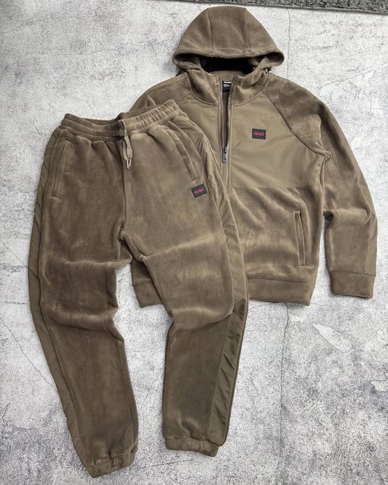 Теплий флісовий костюм Hugo Boss з капюшоном в смарагдовому кольорі