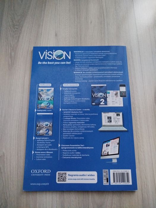 Podręcznik i ćwiczenia Vision 2 szkoła średnia liceum technikum