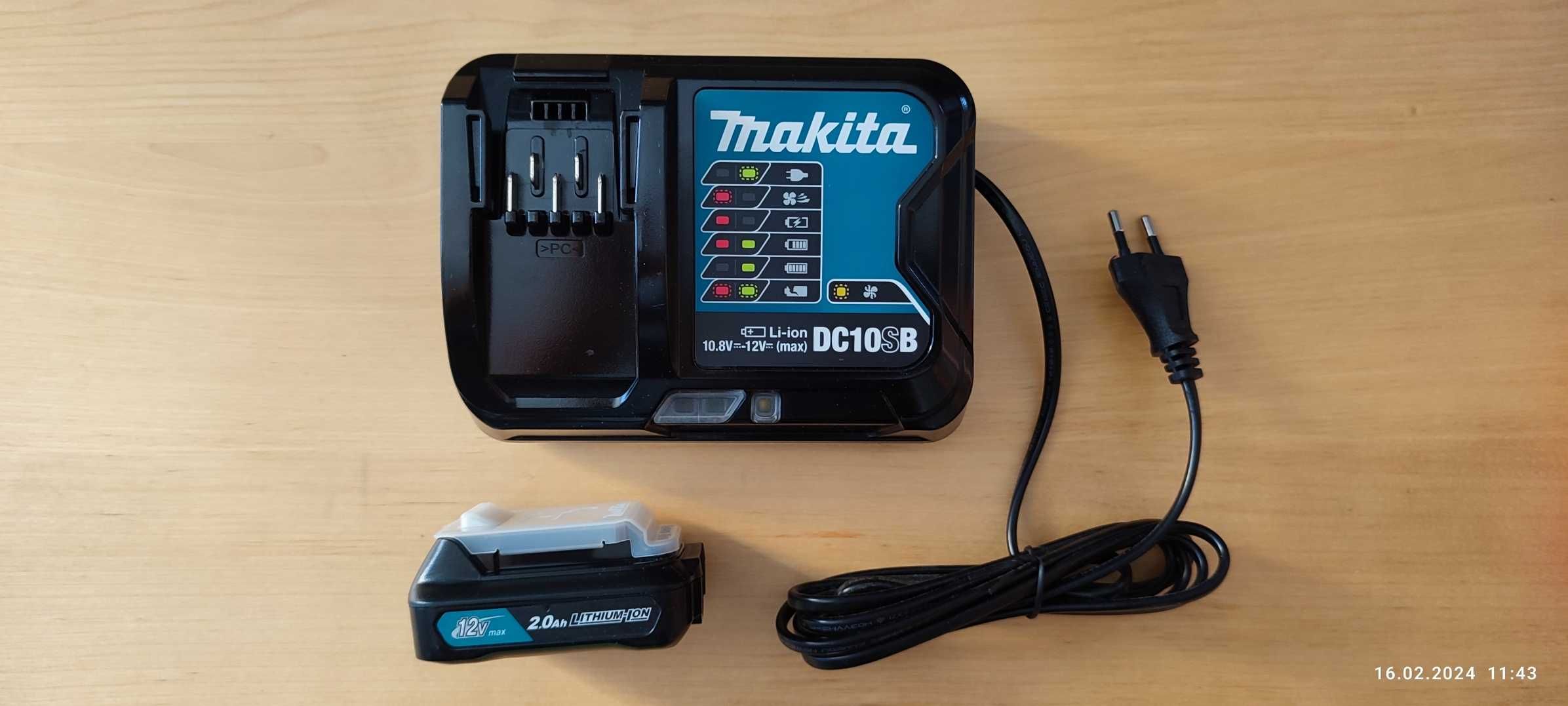 Makita ładowarka DC10SB + bateria BL1021B 2Ah 12V komplet NOWE