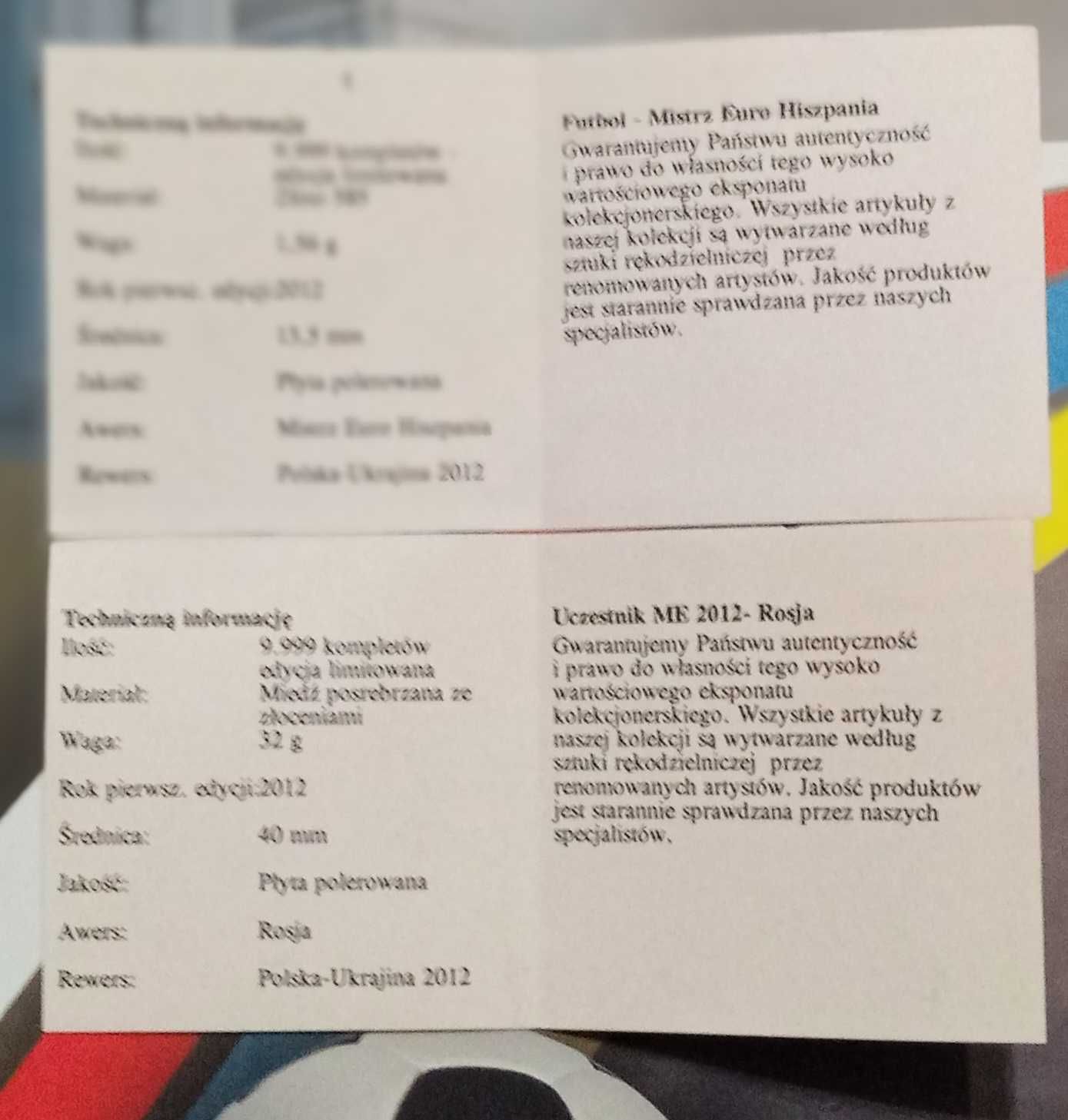 Monety z edycji "ME w Piłce Nożnej 2012" + złota