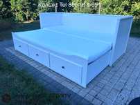 IKEA HEMNES Łóżko Leżanka z 3 szufladami, 2 materace, białe Transport