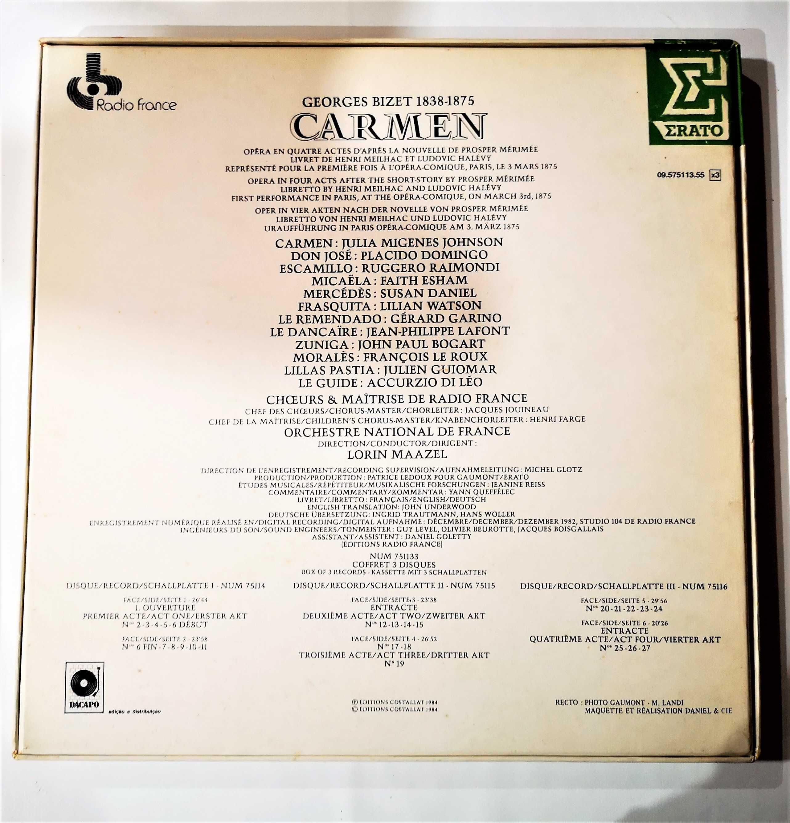 Caixa com 3 Lp Vinil, ópera de Georges Bizet - Carmen