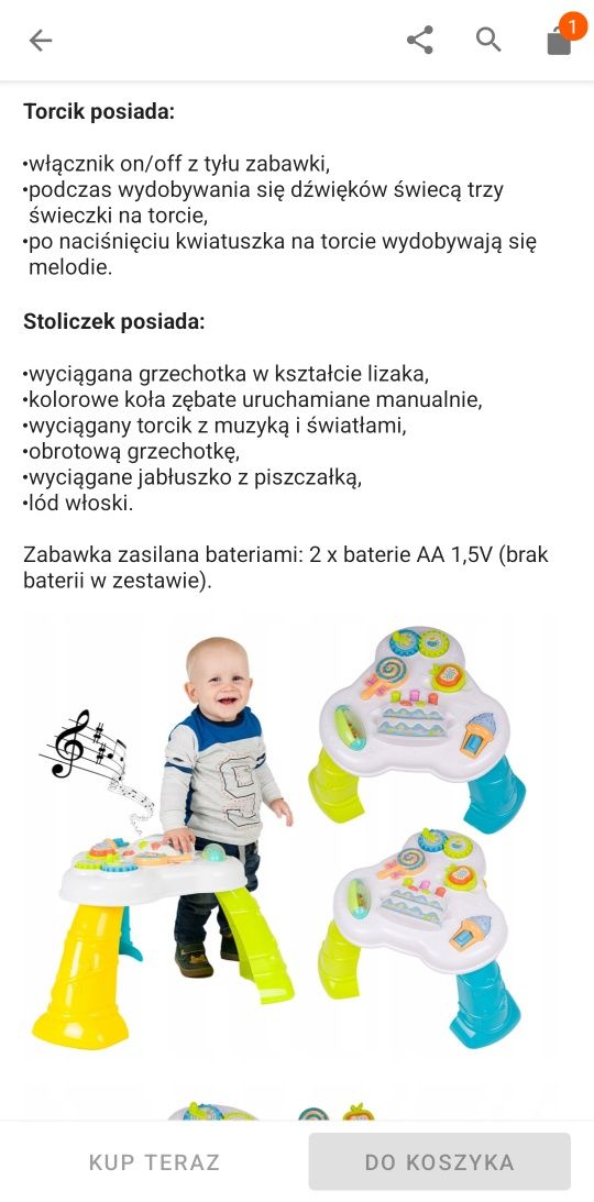 Stolik interaktywny tort