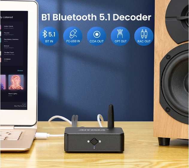 Блютуз ресивер AIYIMA Audio B1 Bluetooth приемник AptX LDAC на ЦАП usb