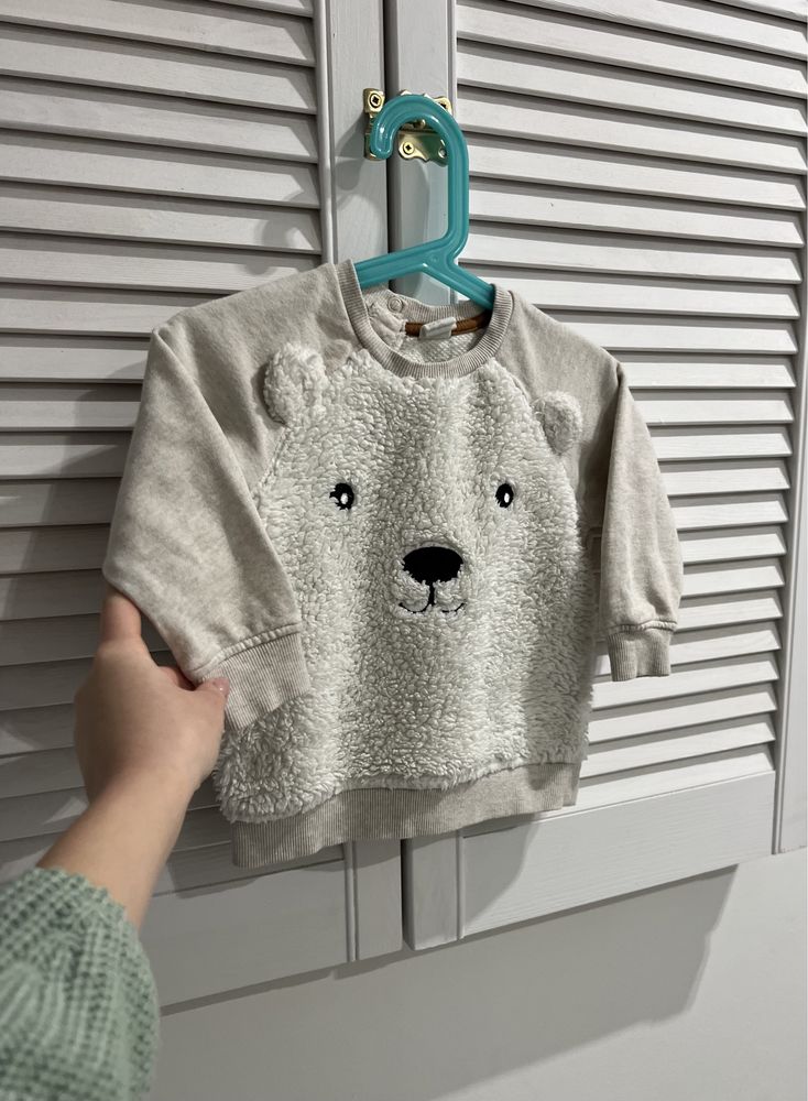 Bluza niemowlęca H&M r.80 unisex miś uszka futerko napy