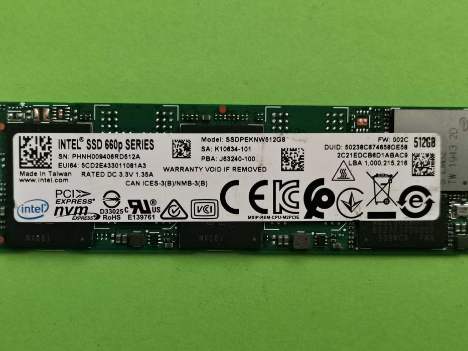 SSD M2 PCie 512GB iNTeL 660p