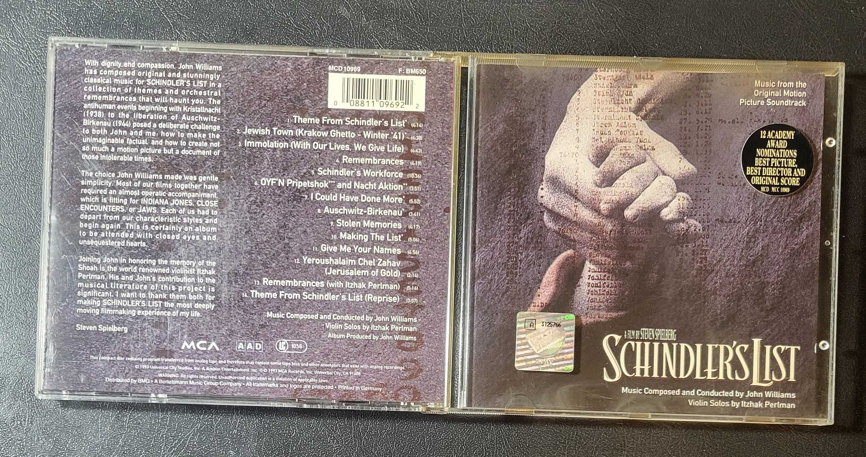 Schindler`s list Lista Schindlera soundtrack CD