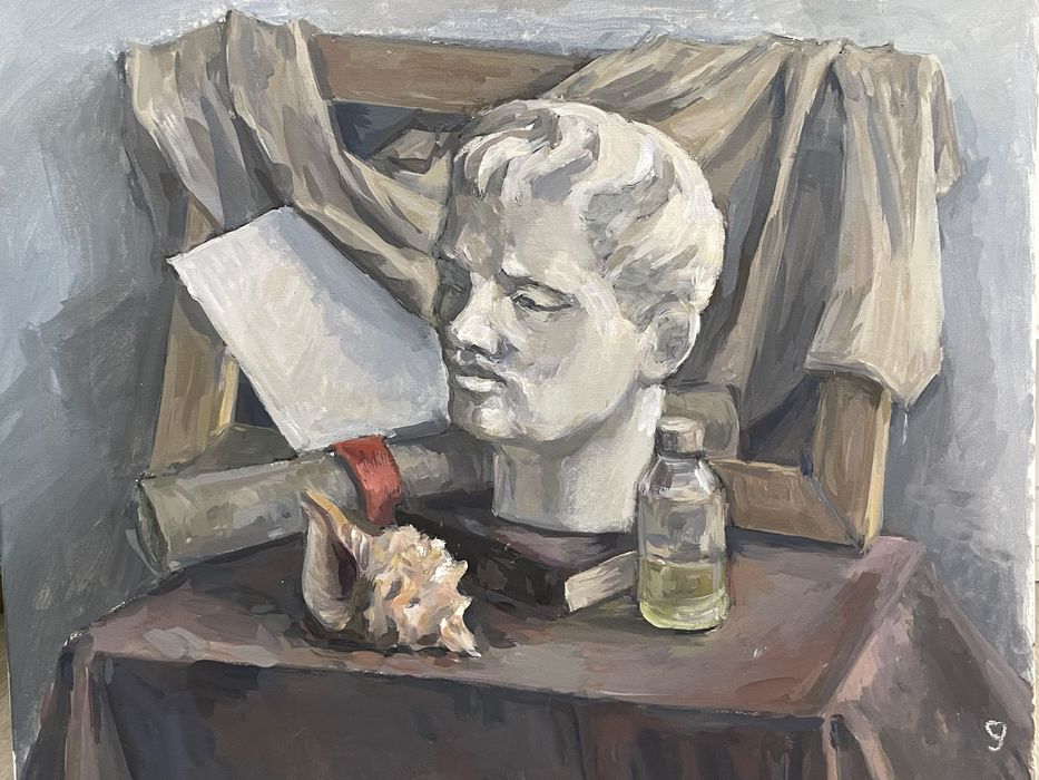 Натюрморт з гіпсовою головою олія