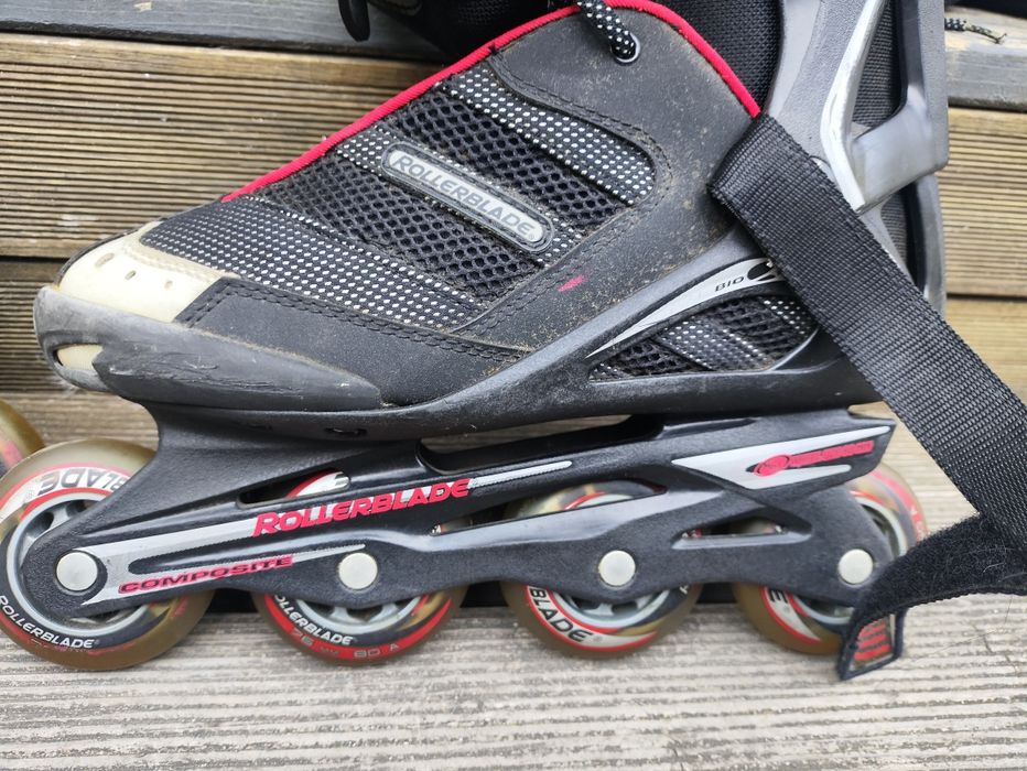 Patins Rollerblade + joelheiras + cotoveleiras