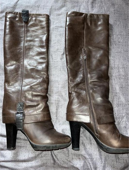 Стильні Чоботи на каблуку осінні з натуральної шкіри