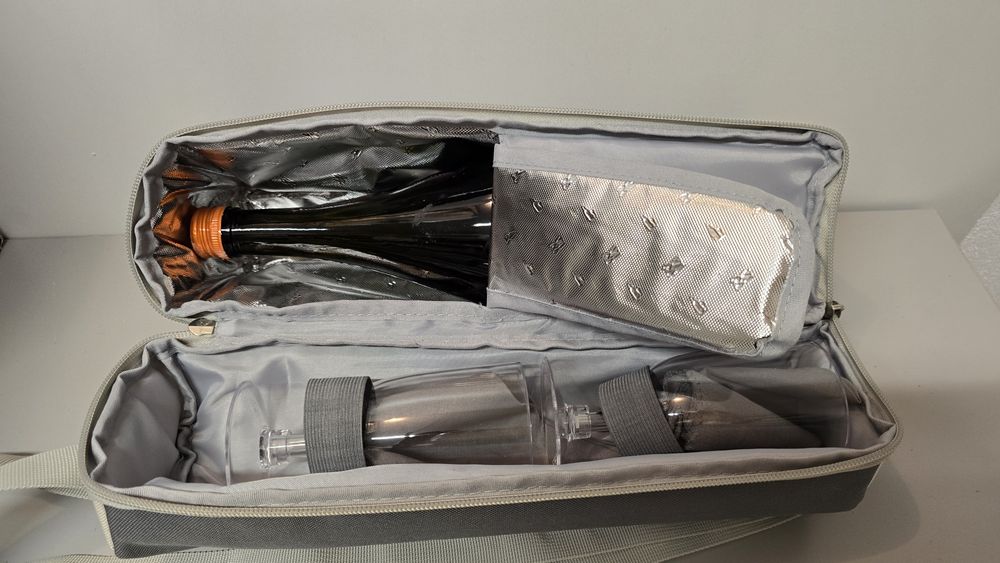 Zestaw piknikowy  torba na szampana z 2 kieliszkami