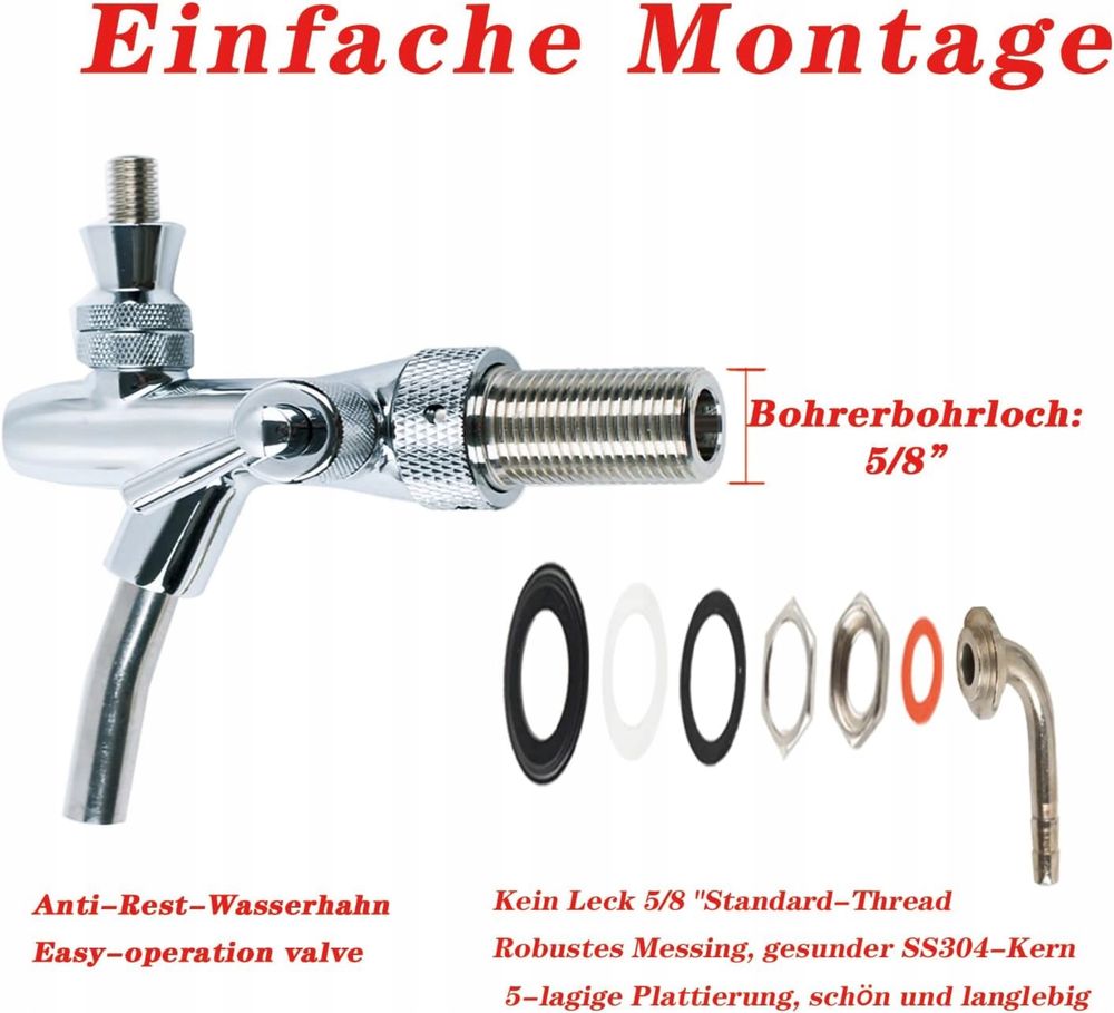 Regulowany kran do piwa z gwintem G5/8