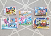 Zestaw 4x puzzle bajkowe + gazetka Toy Story Blaze Super Wings Pets