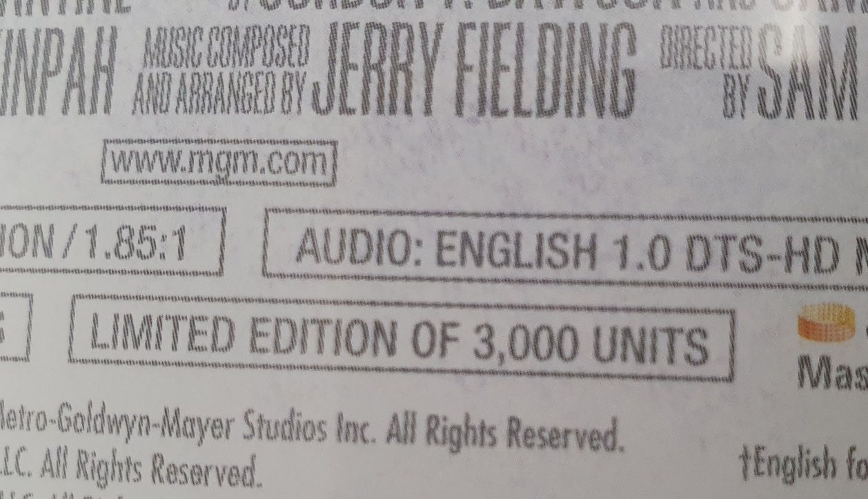 "Bring mi the head of Alfredo Garcia" Blu-Ray Limited 3000 units USA