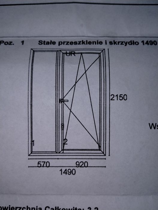 Okno tarasowe balkonowe złoty dąb białe trzy szybowe nowe