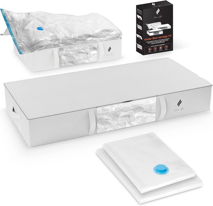 Zestaw Toreb pod Łóżko 2 Worki Próżniowe i 2 Torby Materiałowe