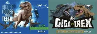 Blok rysunkowy A4/10K biały Jurassic Park