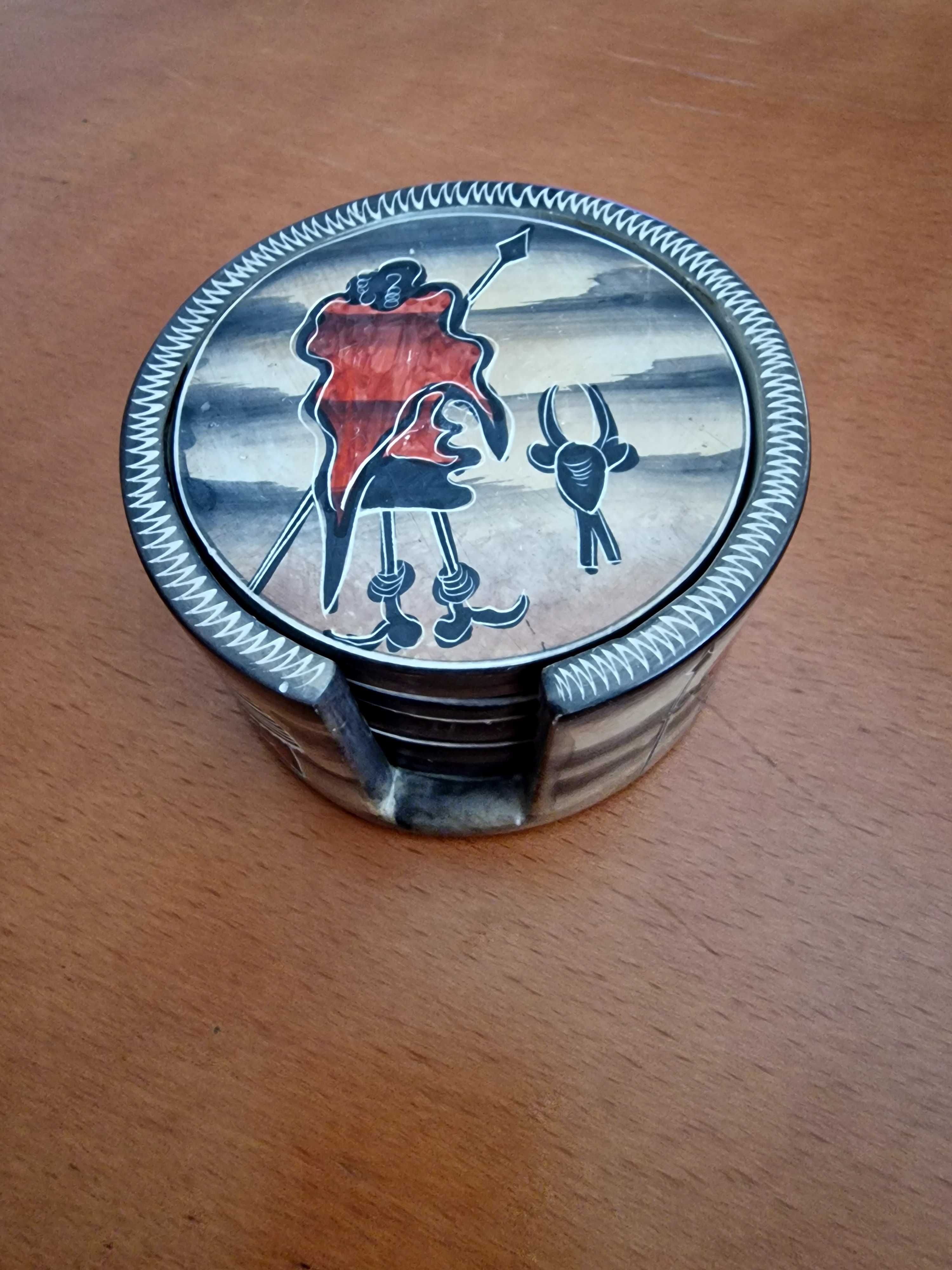 Base para copos em pedra pintado à mão