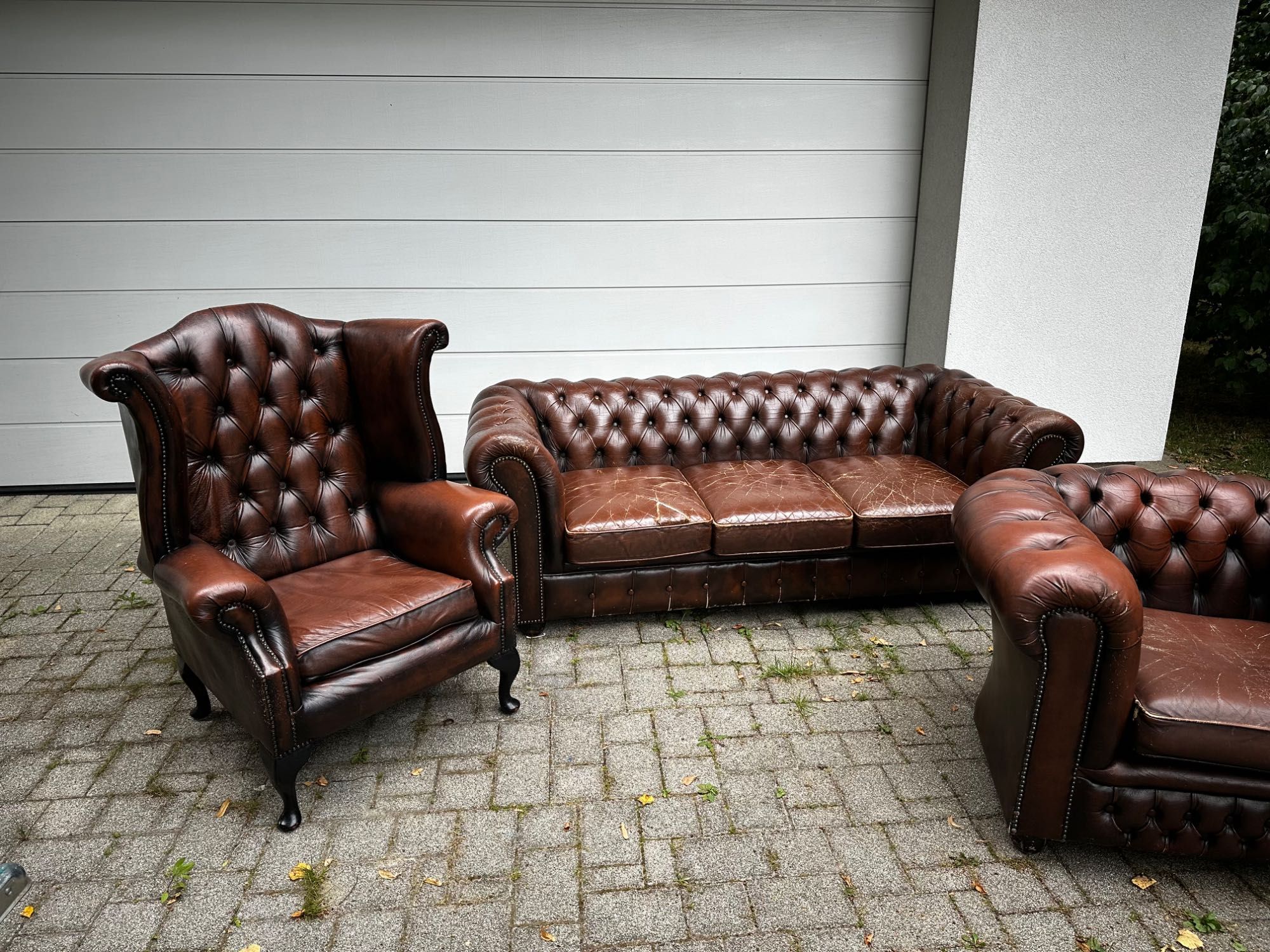 Sofa, 2 fotele chesterfield