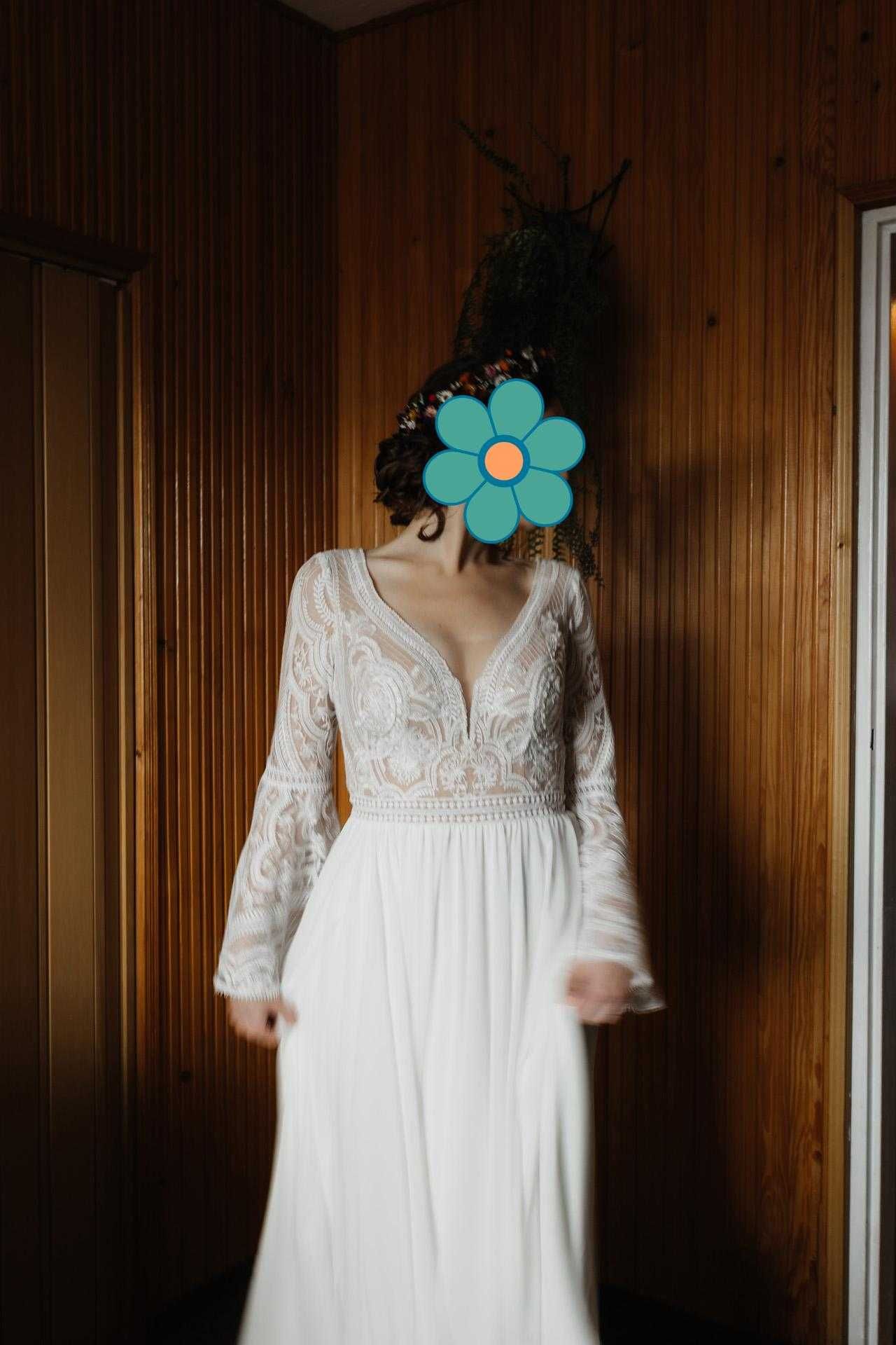Suknia ślubno w stylu BOHO rozmiar 38/40