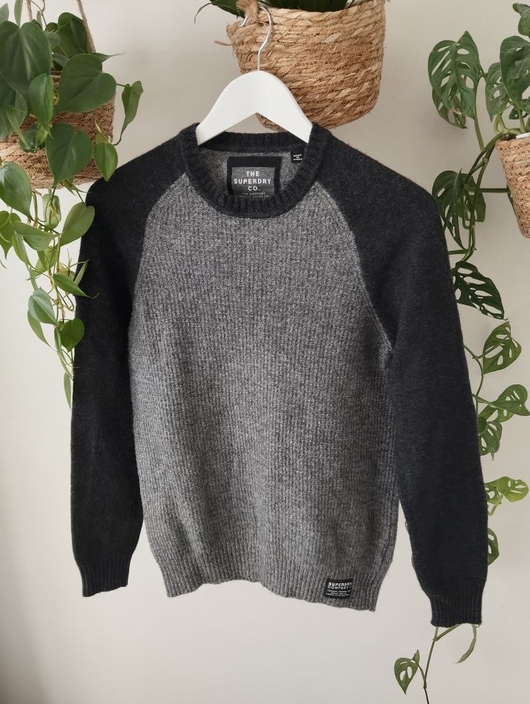 Jesienny, zimowy, ciepły sweter damski, uniseks z wełną basic r. M/L S