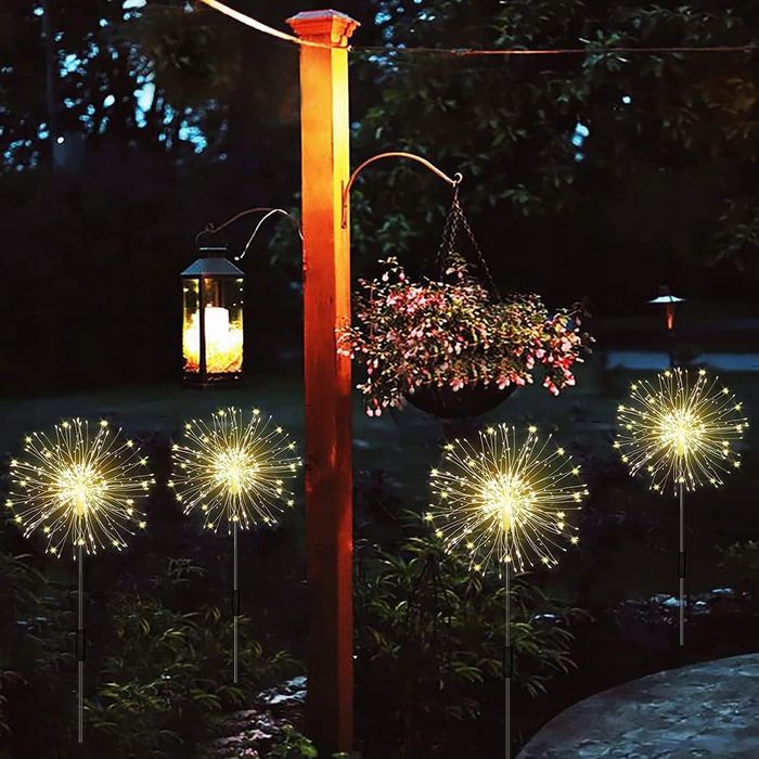 Lampa Solarna Do Ogrodu Dmuchawiec LED 4szt  Ciepłe Światło Wbija IP65