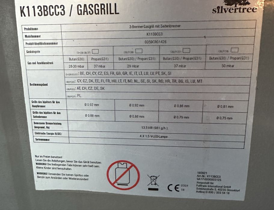 Grill gazowy Silvertree K113BCC3