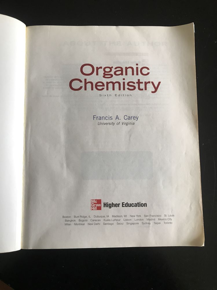 Organic Chemistry Francis Carey 6th (sixth) Edition McGraw-Hill