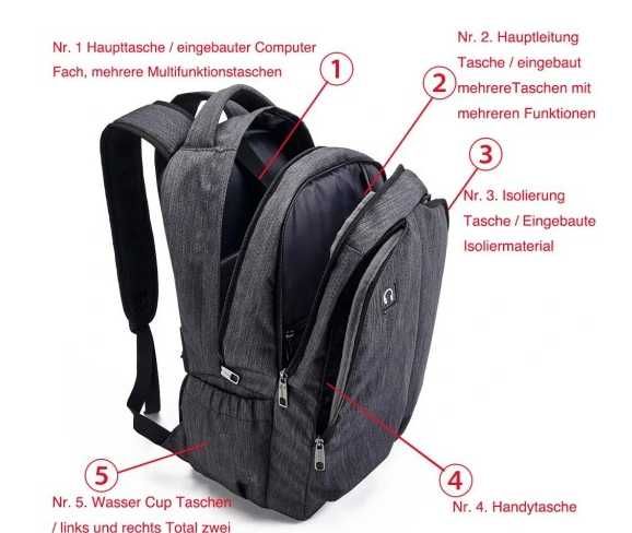 Maod plecak torba PORT usb na laptopa 15,6 CALI wodoodporny solidny