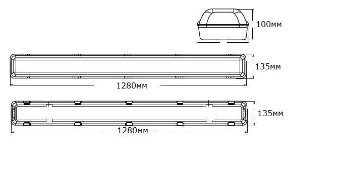 Світильник корпус світлодідний лінійний LED 1200mm 2×18W герметик IP65