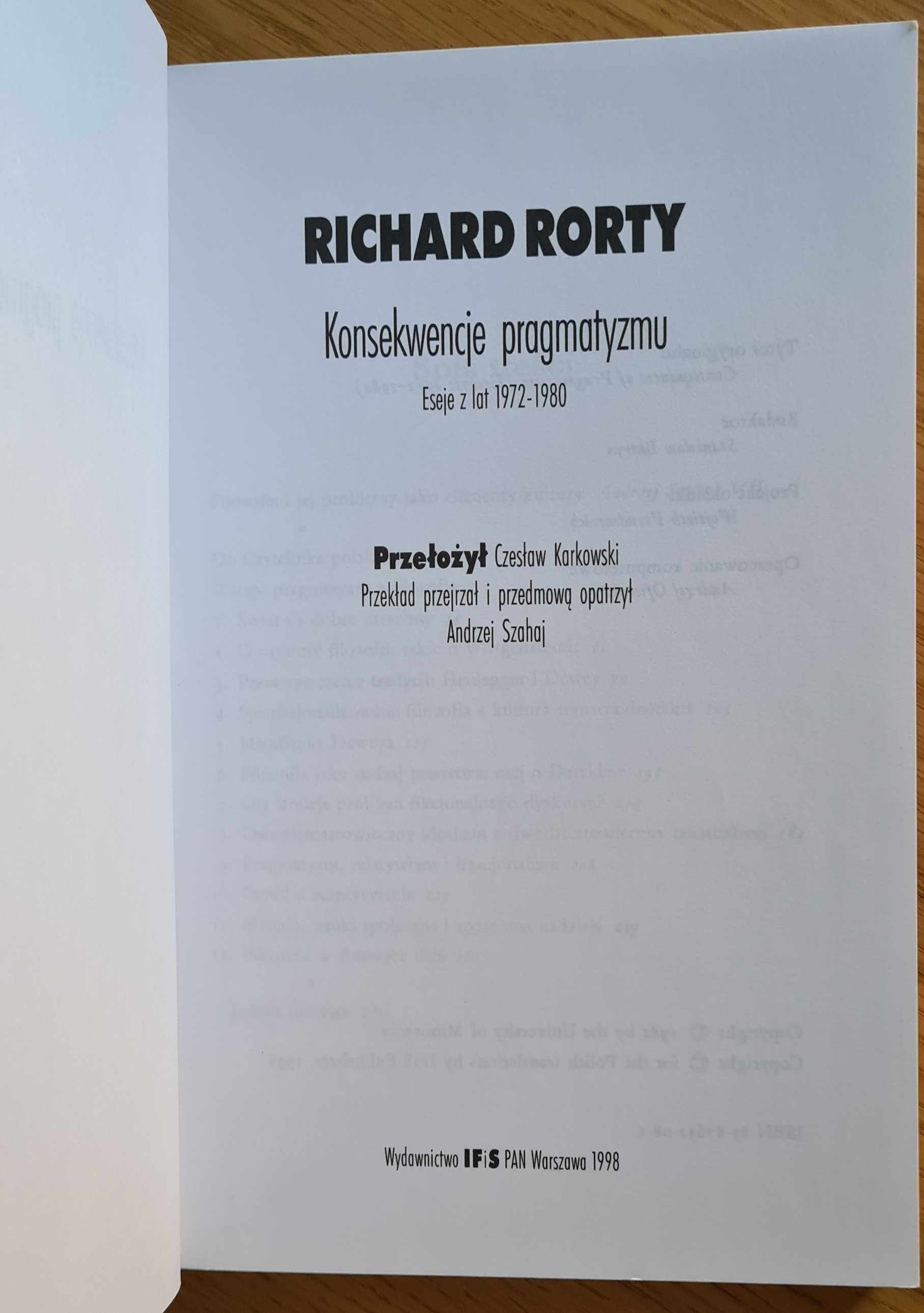 Konsekwencje pragmatyzmu, Rorty