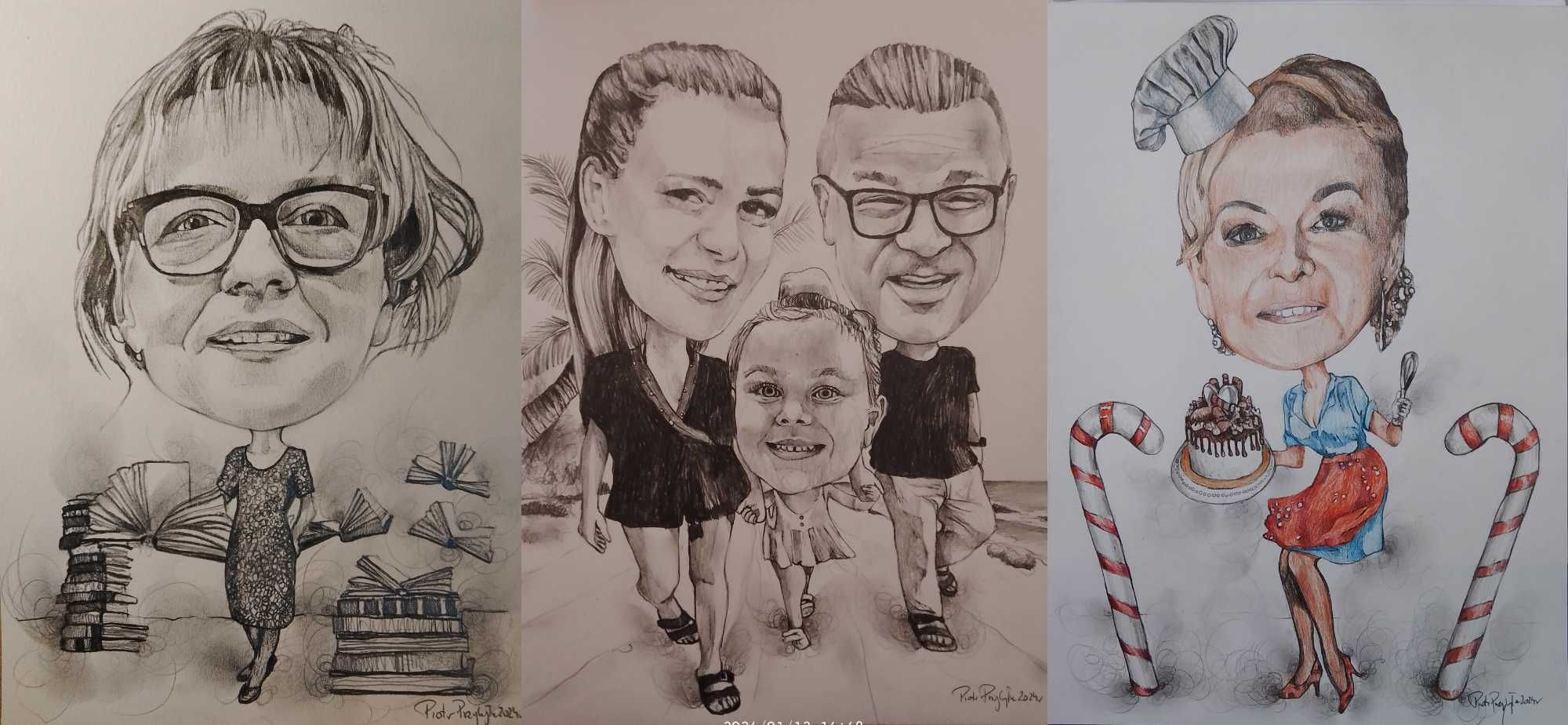 karykatura portret prezent rysunek wesele