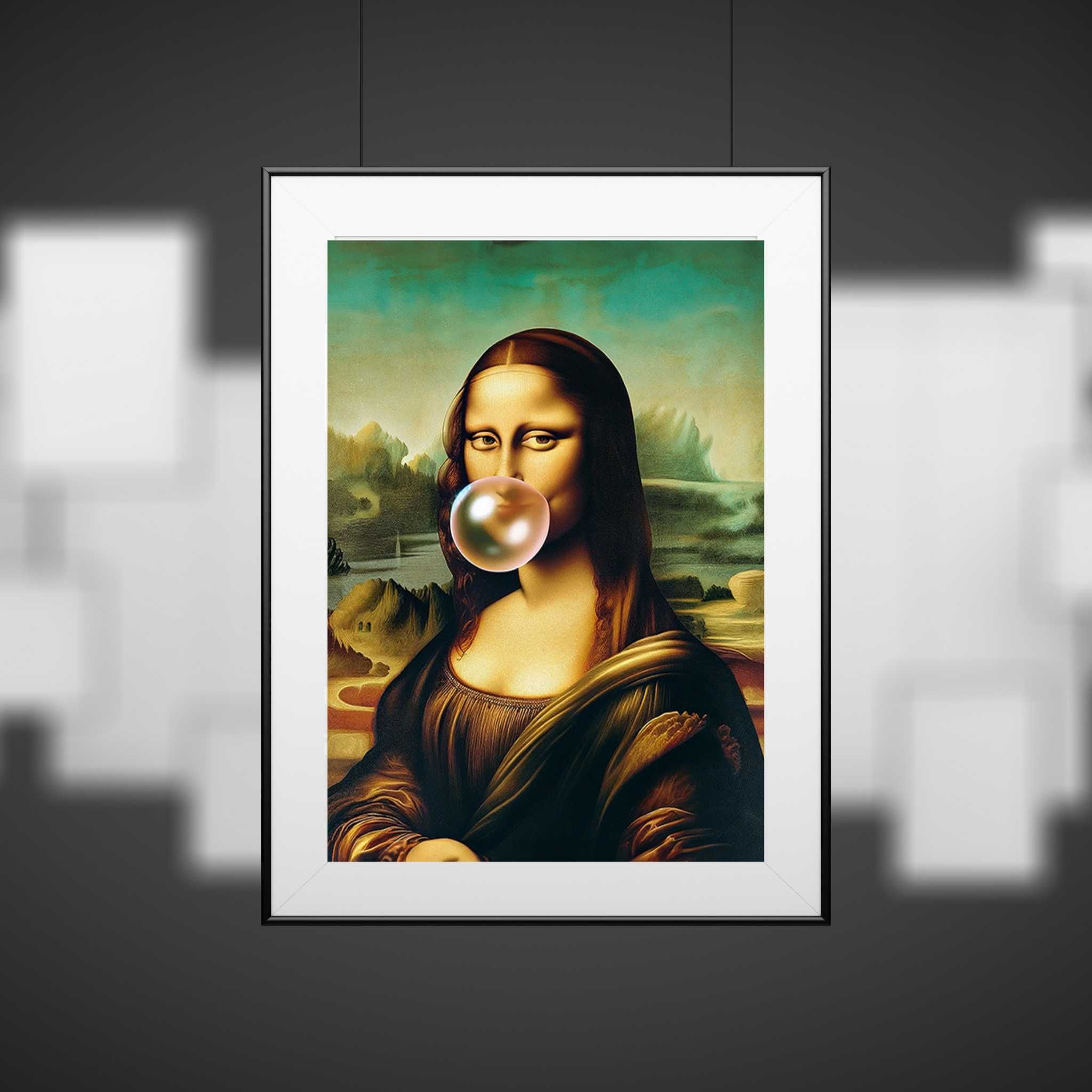 Plakat Mona Lisa z gumą do salonu - 30x40cm