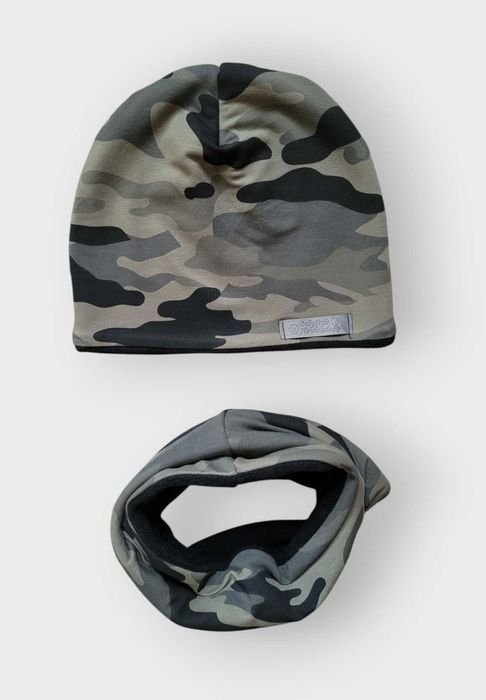 Czapka komplet ZIMOWY komin / chusta moro wojskowy POLAR HANDMADE