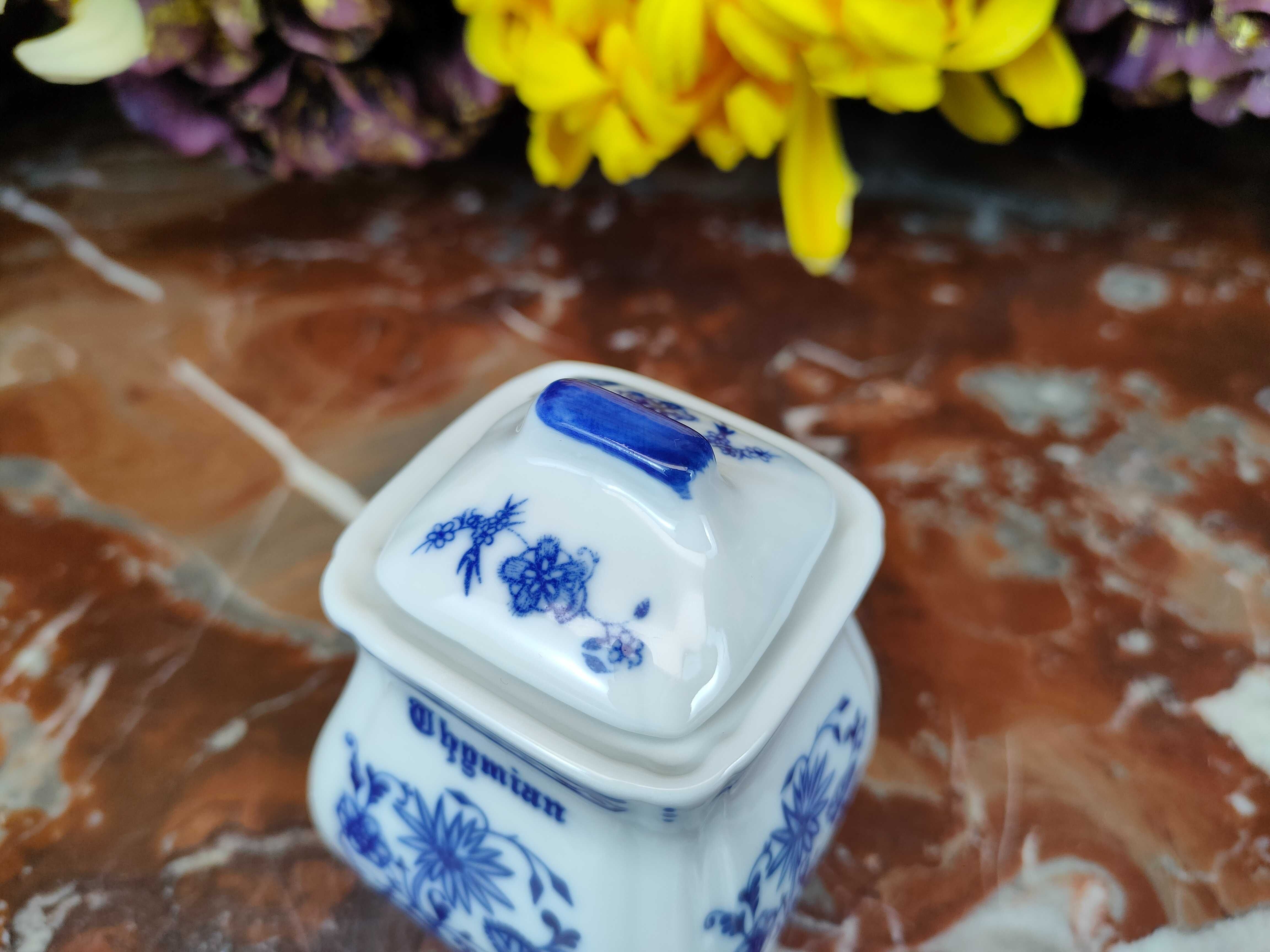 Mały porcelanowy pojemnik - Thymian - Wzór cebulowy - 130ml - Inglasur