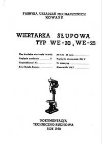 DTR Dokumentacja techniczno ruchowa do wiertarki WE-20 i WE-25