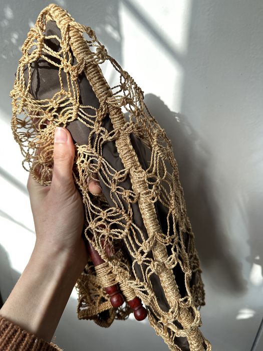 Сумка плетена з деревʼяними ручками