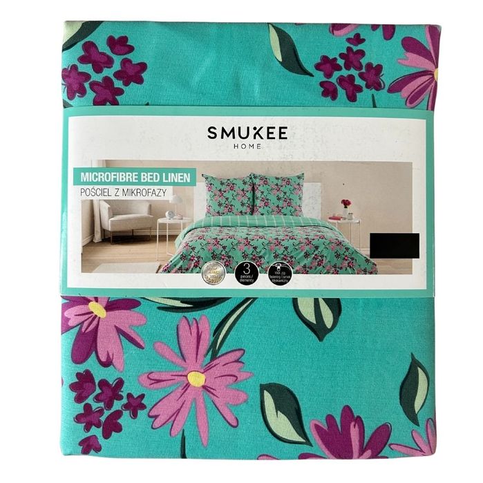 Pościel z mikrofazy Smukee 160x200 turkusowa