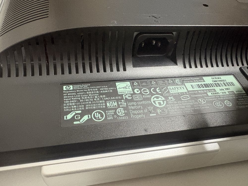 Monitor HP 20-Inch LCD