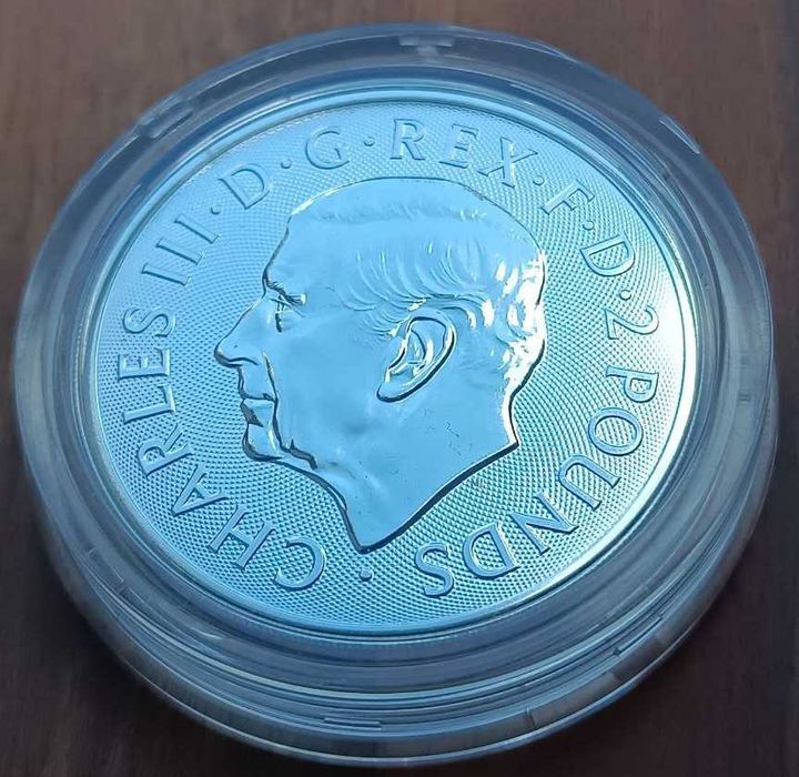 Срібна монета 2 фунти, 2025 р "Британський лев", 999 проба, 31,1 гр