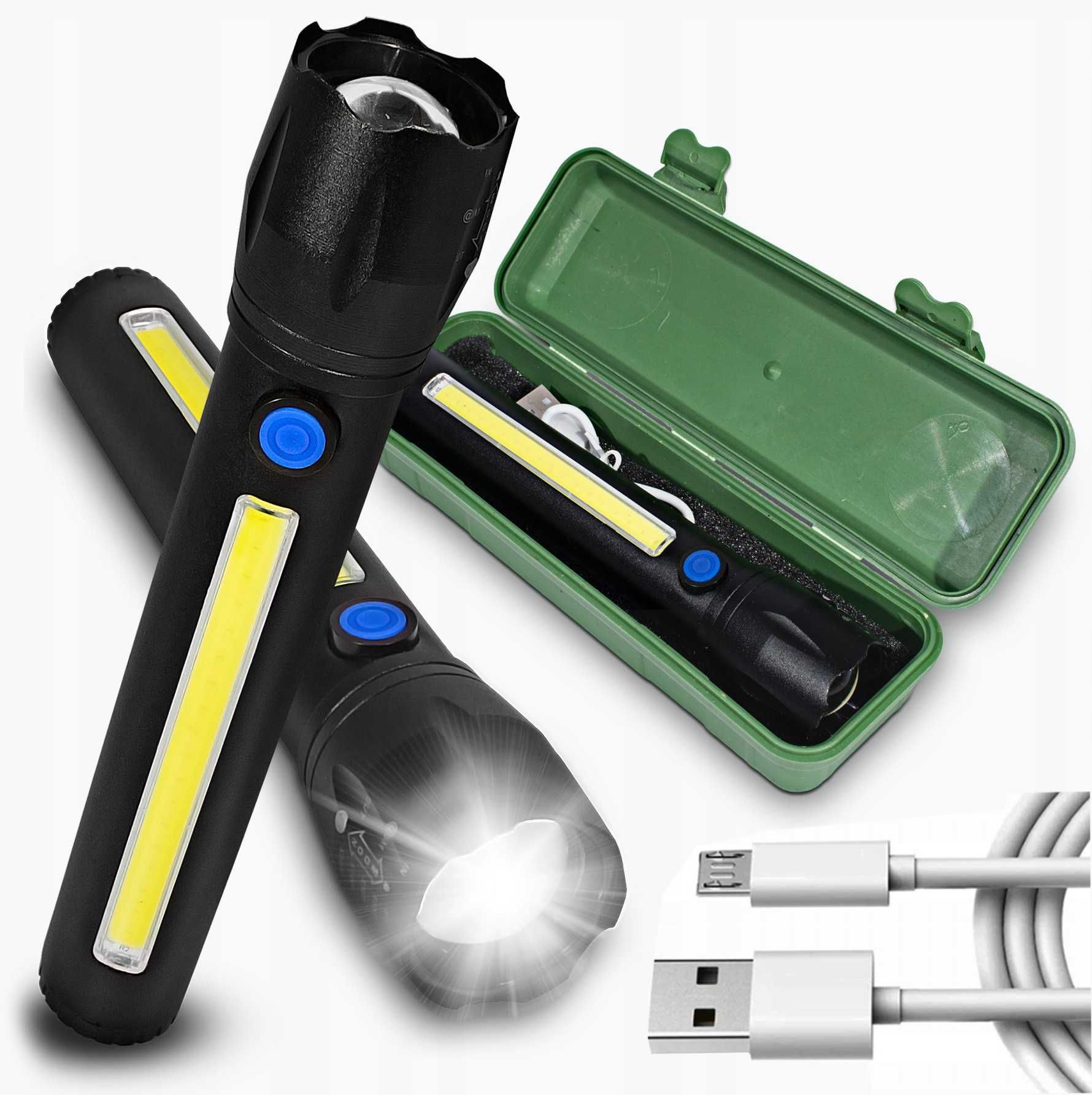 Latarka taktyczna led wojskowa mocna akumulatorowa usb