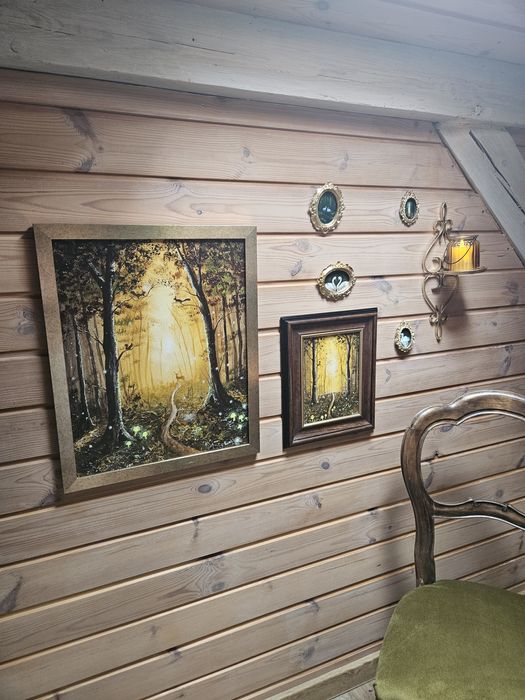 Obraz akrylowy jesienny las magiczny bajkowy 28x34