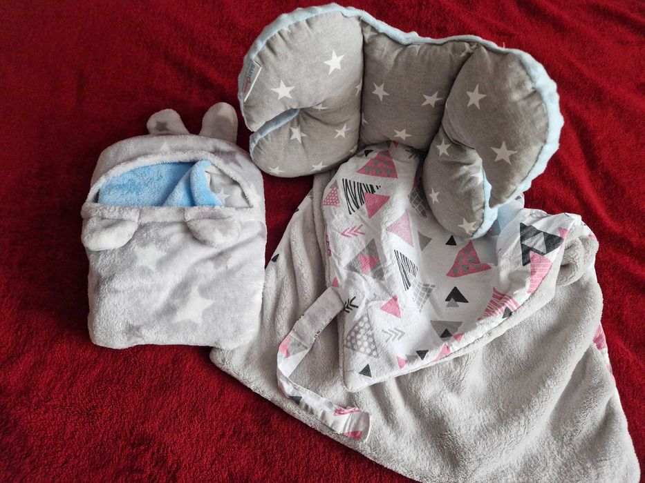 Kocyki do nosidła dla niemowlaka 3 sztuki + poduszka i pokrowiec