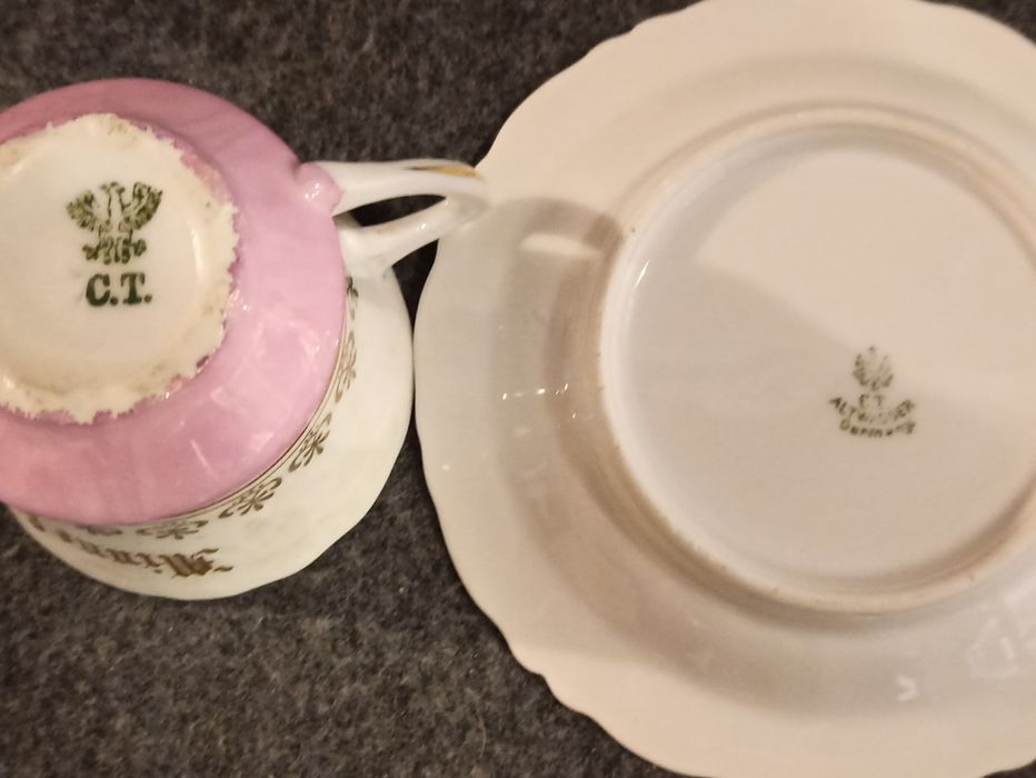Carl Tielsch ALTWASSER Porcelana Śląska Stary Zdrój Filiżanka DUO
